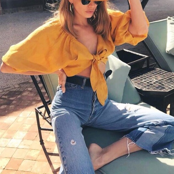 Tops - Mustard Tie Top